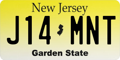 NJ license plate J14MNT