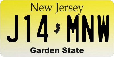 NJ license plate J14MNW