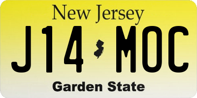 NJ license plate J14MOC