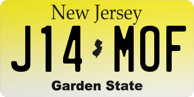 NJ license plate J14MOF