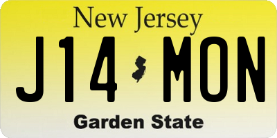NJ license plate J14MON
