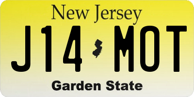 NJ license plate J14MOT