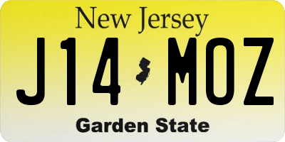 NJ license plate J14MOZ