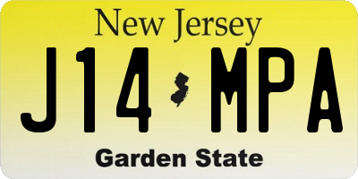 NJ license plate J14MPA