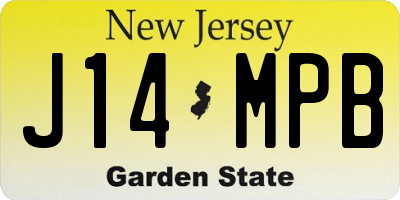 NJ license plate J14MPB