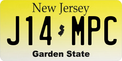 NJ license plate J14MPC