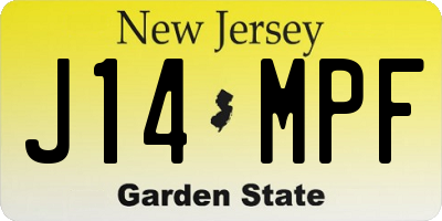 NJ license plate J14MPF