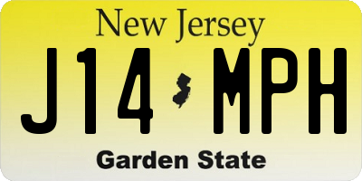 NJ license plate J14MPH
