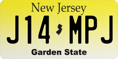 NJ license plate J14MPJ
