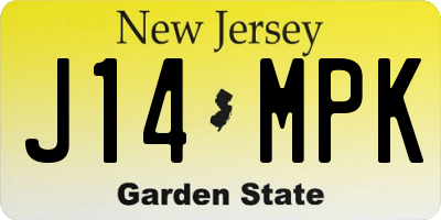 NJ license plate J14MPK
