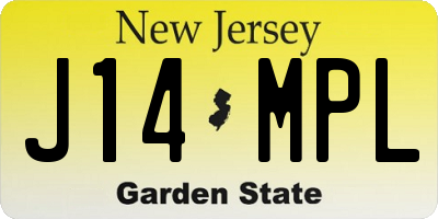 NJ license plate J14MPL
