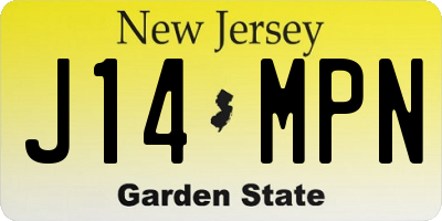 NJ license plate J14MPN