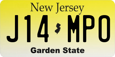 NJ license plate J14MPO
