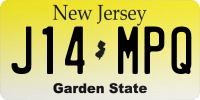 NJ license plate J14MPQ
