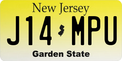 NJ license plate J14MPU