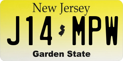 NJ license plate J14MPW
