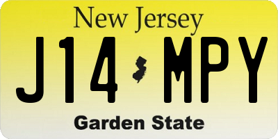 NJ license plate J14MPY