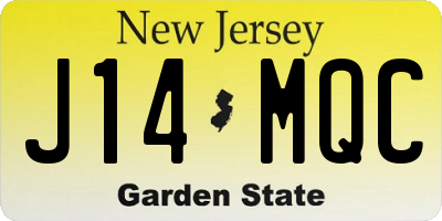 NJ license plate J14MQC