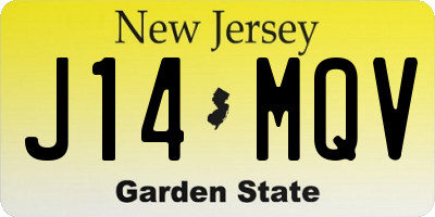NJ license plate J14MQV