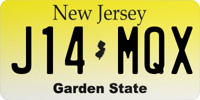 NJ license plate J14MQX