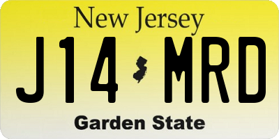NJ license plate J14MRD
