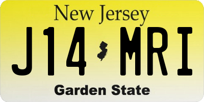 NJ license plate J14MRI