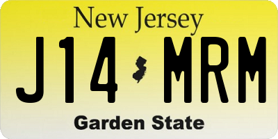 NJ license plate J14MRM