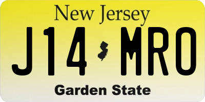 NJ license plate J14MRO