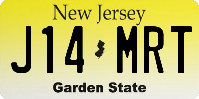 NJ license plate J14MRT
