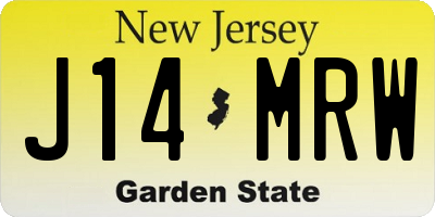 NJ license plate J14MRW