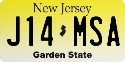 NJ license plate J14MSA