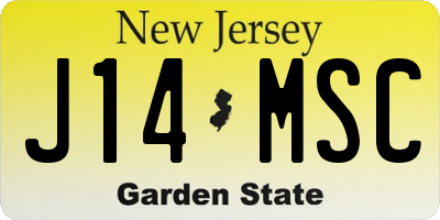 NJ license plate J14MSC