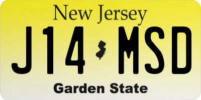 NJ license plate J14MSD