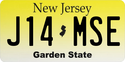 NJ license plate J14MSE