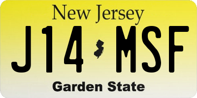 NJ license plate J14MSF