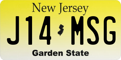NJ license plate J14MSG