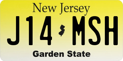 NJ license plate J14MSH