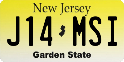 NJ license plate J14MSI