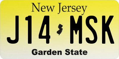 NJ license plate J14MSK