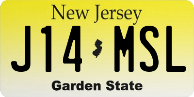 NJ license plate J14MSL