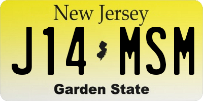 NJ license plate J14MSM