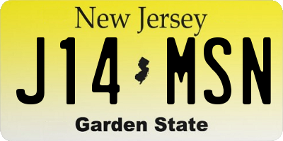 NJ license plate J14MSN