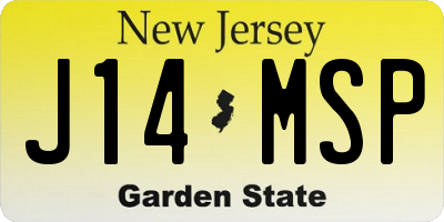 NJ license plate J14MSP