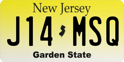 NJ license plate J14MSQ
