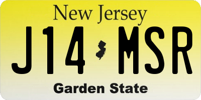 NJ license plate J14MSR