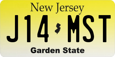 NJ license plate J14MST