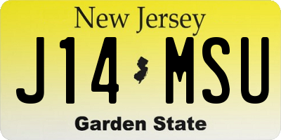 NJ license plate J14MSU
