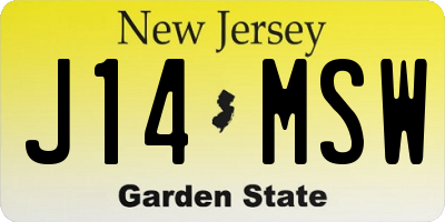 NJ license plate J14MSW