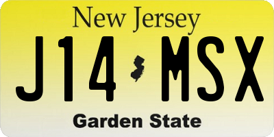 NJ license plate J14MSX