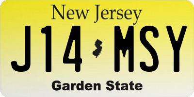 NJ license plate J14MSY